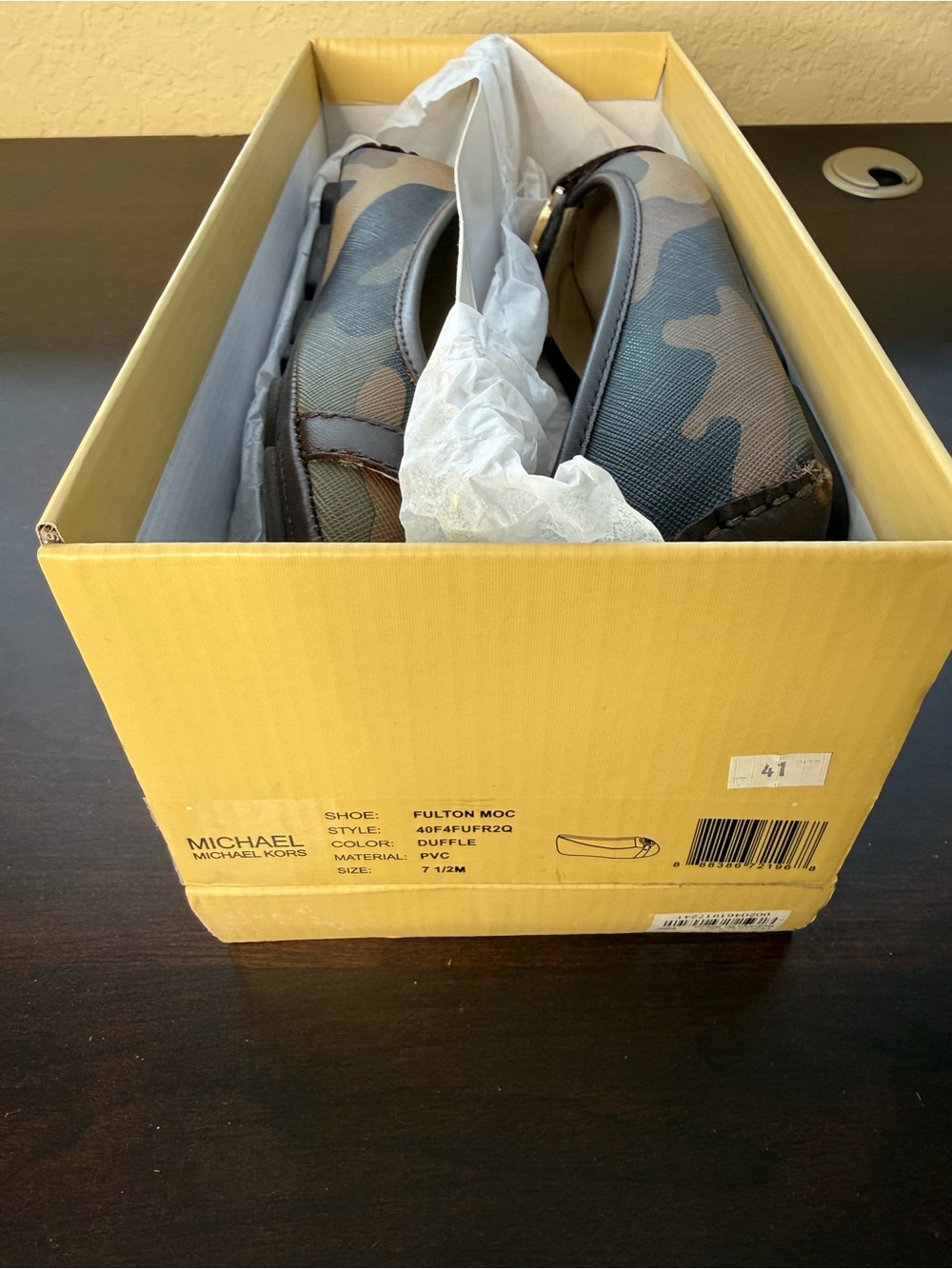 Michael Kors Brown & Tan Signature Logo Flats with Gold MK Medallion - Picture 3 of 3